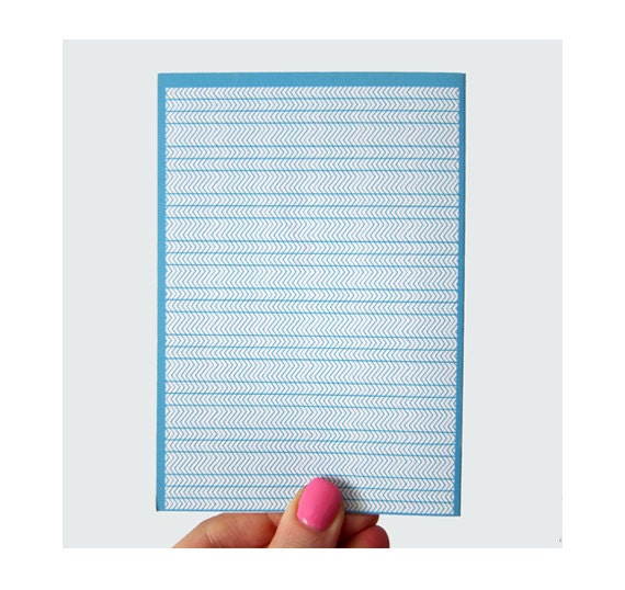 Broken Blue Chevron Print Greeting Card