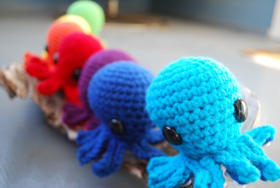 Rainbow baby octopus Set of 7 plush cephalopod by ...