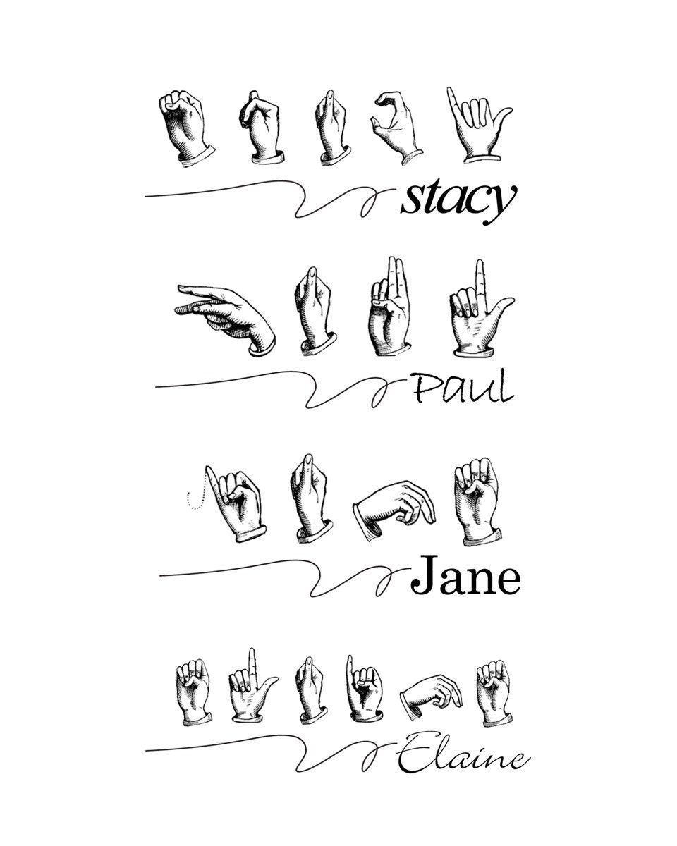 Sign language personalized name DIY Digital file style 157