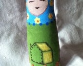 Shelter - Small Painted, Embroidered, Stitched Art Doll