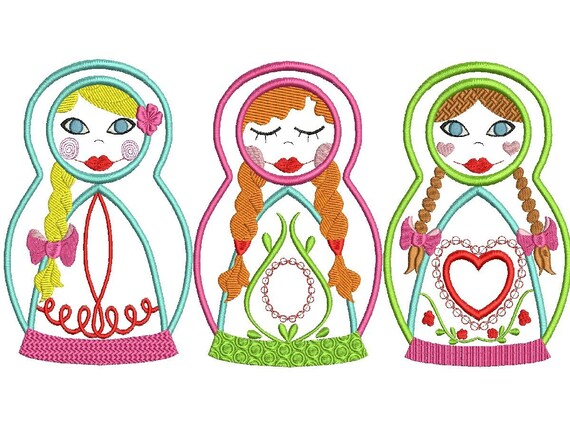 Machine embroidery design Matryoshka Russian Doll by malinkata