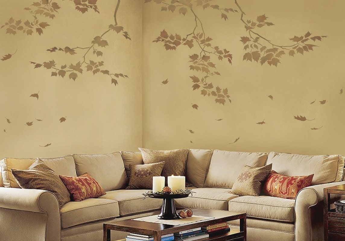 Wall Stencils Sycamore Branches 3 pc - Reusable stencils better than decals