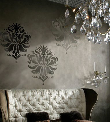 Damask Stencil Gabi's Brocade LG - Reusable stencils for walls instead of wallpaper - DIY