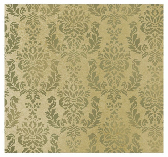 Wall Stencil Damask Verde - Allover Wall Pattern for DIY Wallpaper Stenciling