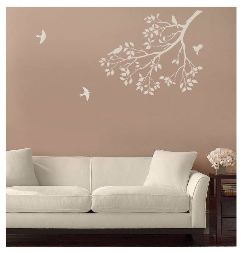 Wall Stencil Spring Songbirds - Reusable Stencil for Walls - DIY decor