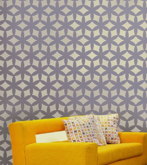 Wall Stencil Kagami Allover LG - reusable stencils instead of wallpaper - diy decor