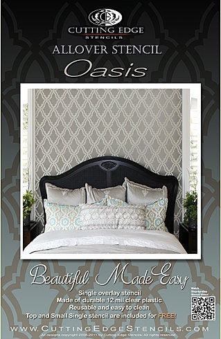 Moroccan Stencil Oasis - Beautiful stencils just like wallpaper - DIY wall decor