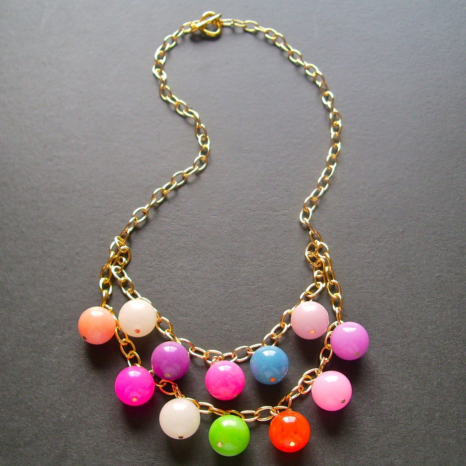 Candy Land -- Pastel Jade Baubles Layer Necklace
