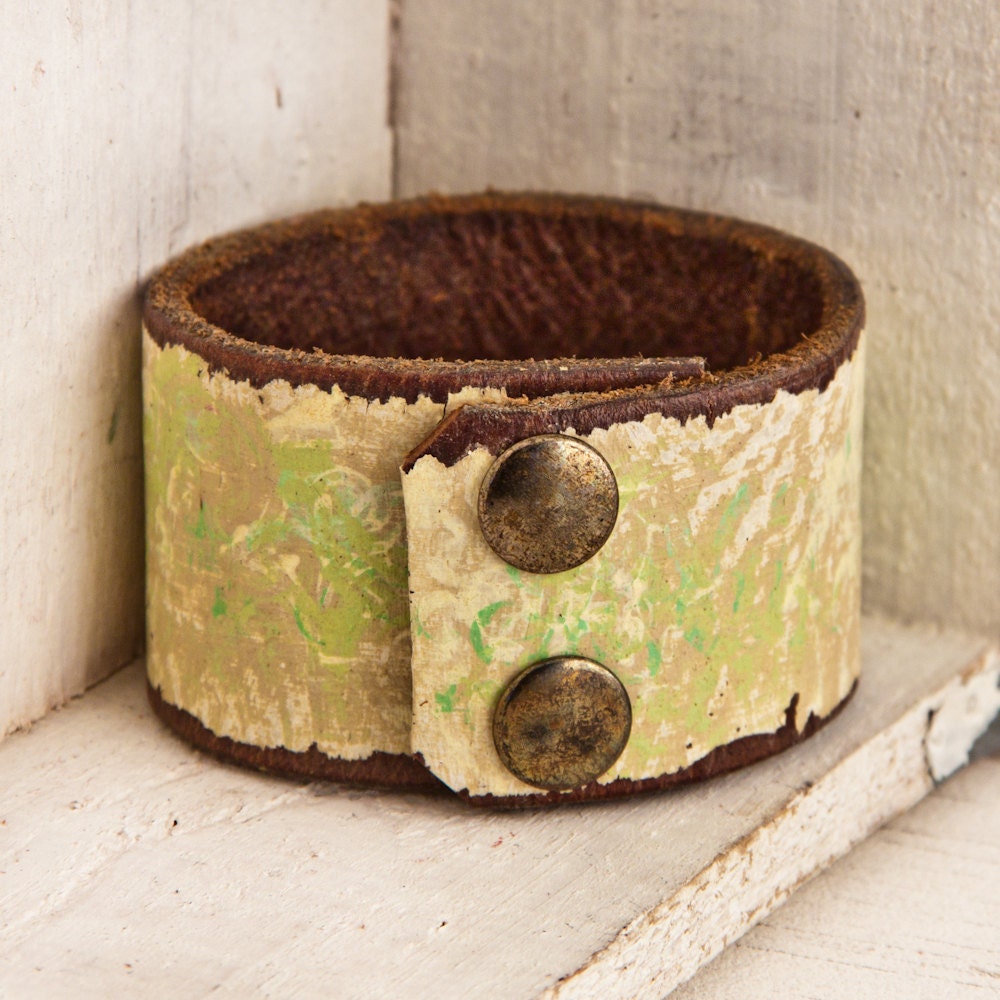 Cuffs Bracelets Leather Wristbands for Women OOAK Jewelry