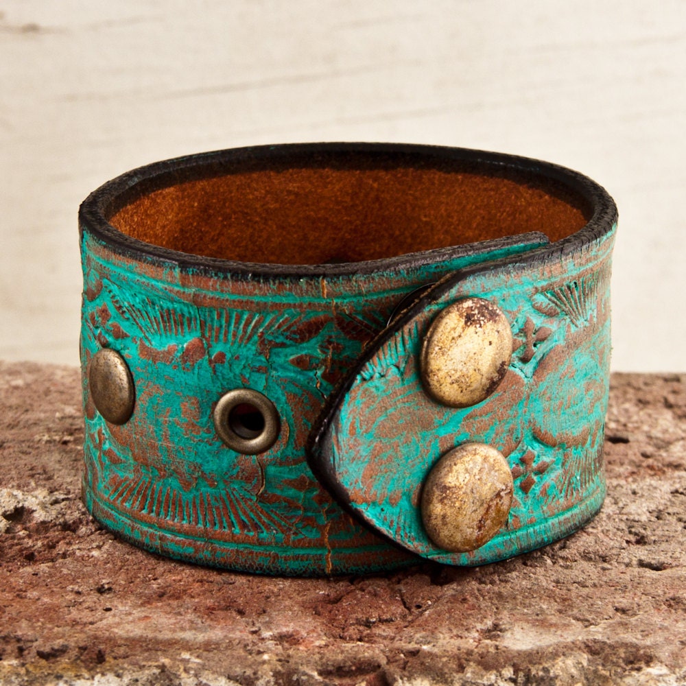 Spring Fashion Leather Cuff Gift for Mom OOAK
