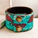 Turquoise Jewelry Native Tribal Geometric Leather Cuff OOAK