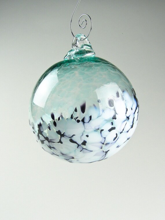 blown glass ornament ball teal green blossom by wolfartglass blown glass ornament ball teal green blossom by wolfartglass