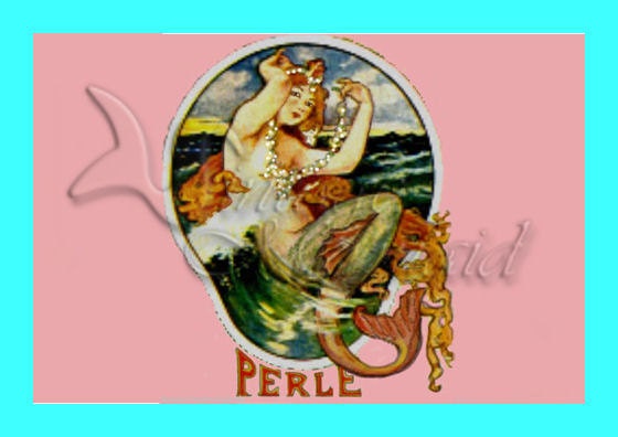 s45 Vintage Art Nouveau Deco Mermaid Postcard illustration Print Cotton Fabric Panel Applique Block for Quilting 5x7
