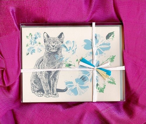 Cat Notecards, Pink notecards for Cat Lovers - 25 Percent Off