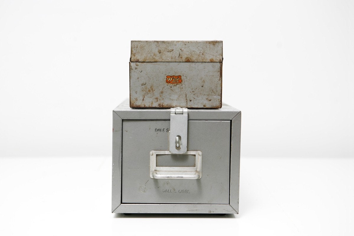 Pair of Industrial Vintage Metal Boxes