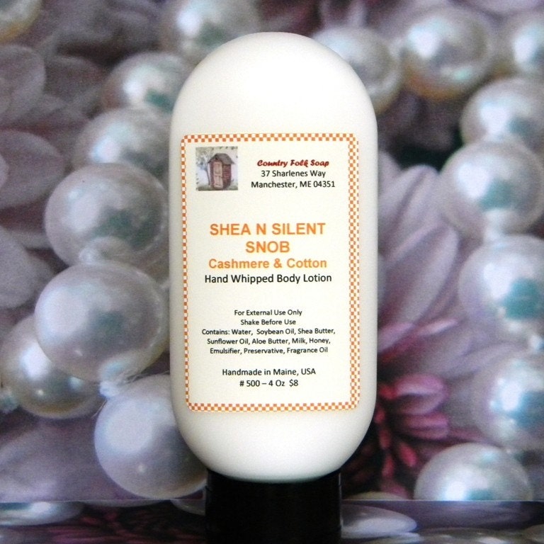 SHEA N SILENT SNOB Handmade Lotion - Clean Cashmere & Cotton Scented Lotion