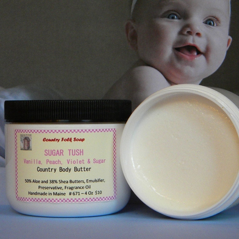 SUGAR TUSH Vanilla Sugar Body Butter - Handmade Dry Skin Moisturizer