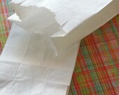 QTY 50 Extra Small White Kraft Paper Flat Bottom Grocery Bags - 3 x 1 7/8  x 6 1/4 Inches
