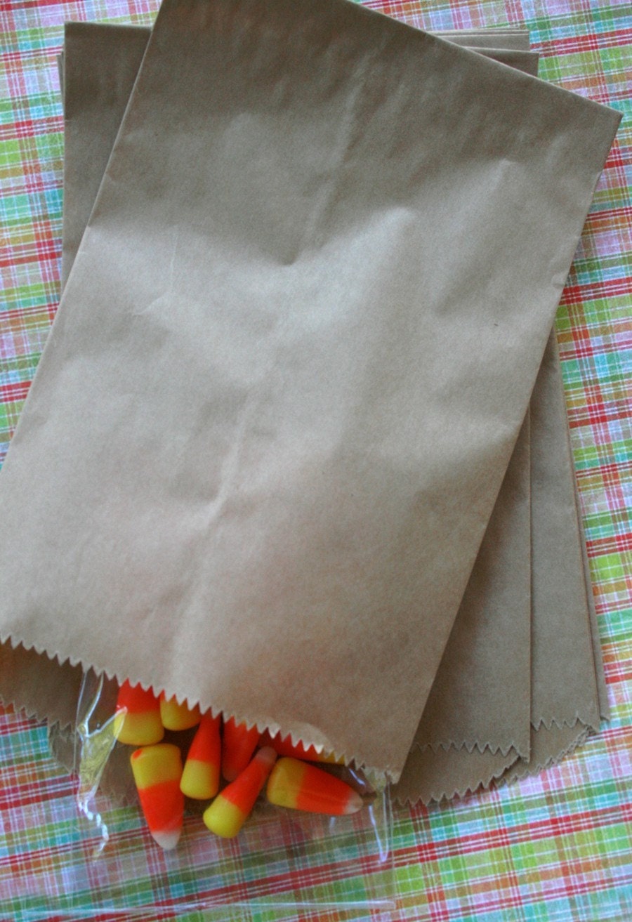 Set of  250 - Brown Kraft Flat Merchandise Bags - 5 x 7.5 Inches - Gifts and Packaging