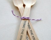 50 Disposable and Compostable Crafty Wooden Utensils Cutlery Greenware - Wedding and Anniversary Theme - Eco Natural