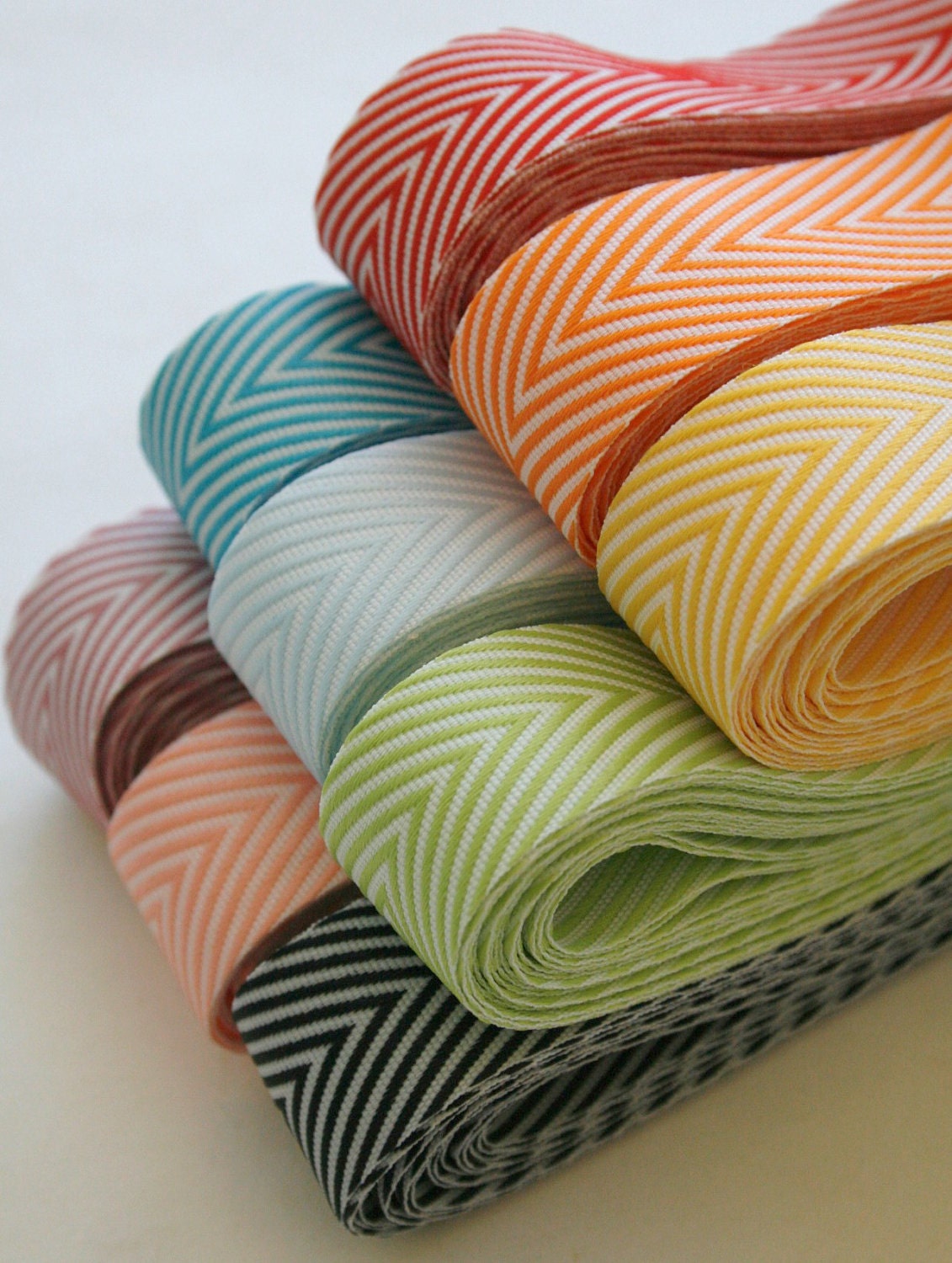 Chevron Twill Herringbone Ribbon - All Nine Colors - 3/4 Inch Width - Packaging and Gift Ribbon 45 Yards Total
