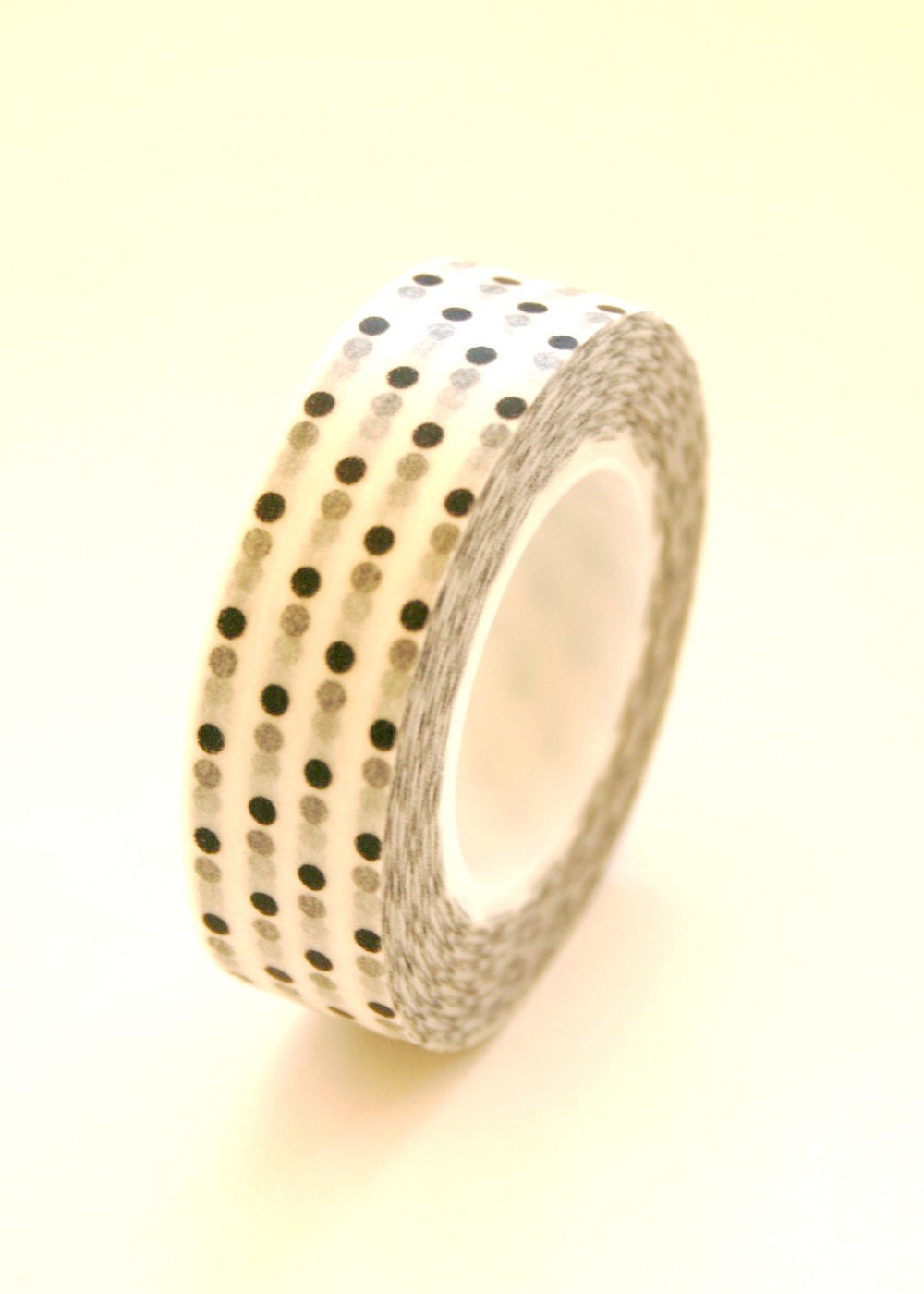 Washi Tape - 15mm - Black Polka Dot on White - Deco Paper Tape No. 279