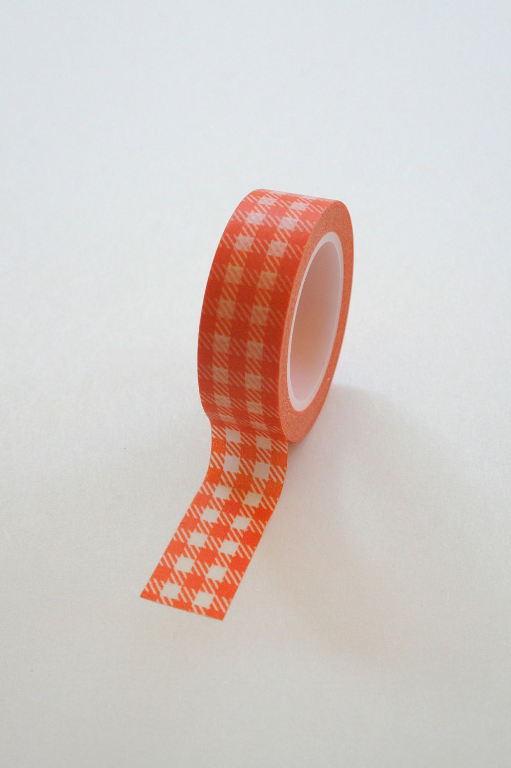 Washi Tape - 15mm - Orange Bold Gingham Pattern - Deco Paper Tape No. 165