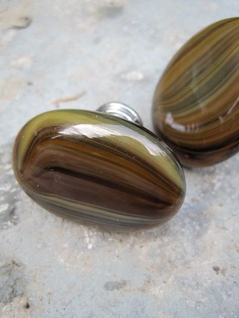 SALE Glass Drawer Knob Caramel and Chocolate swirls (GK03) MORE Colors Available