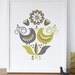happybirds screenprint in grey and olive