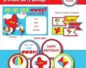Airplane birthday party printable Instant Download DIY party Up Up and Away hot air balloon party, kite party, DIY printable party package