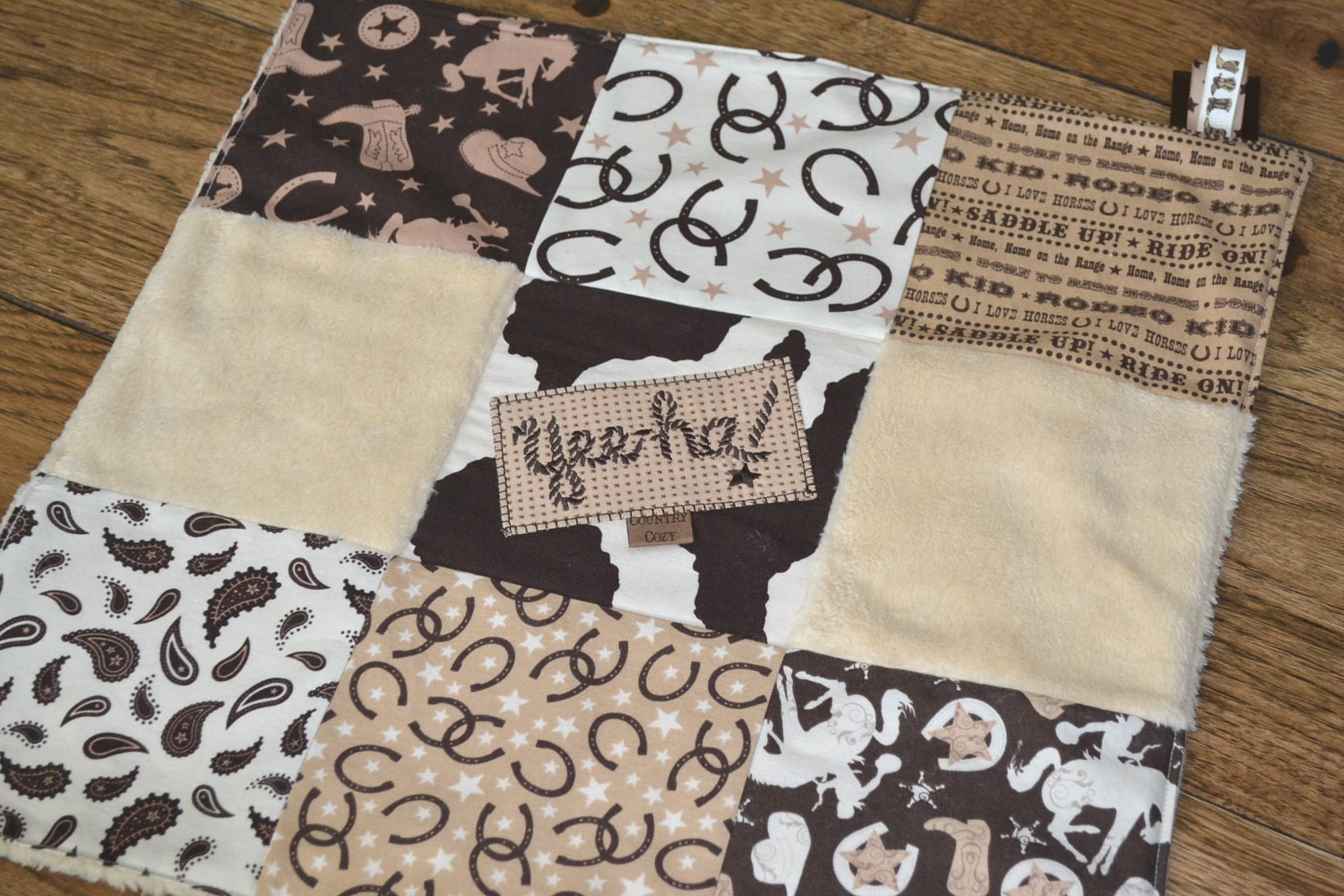 CUSTOM ORDER for Carrie Western Baby Security Blanket/Lovey