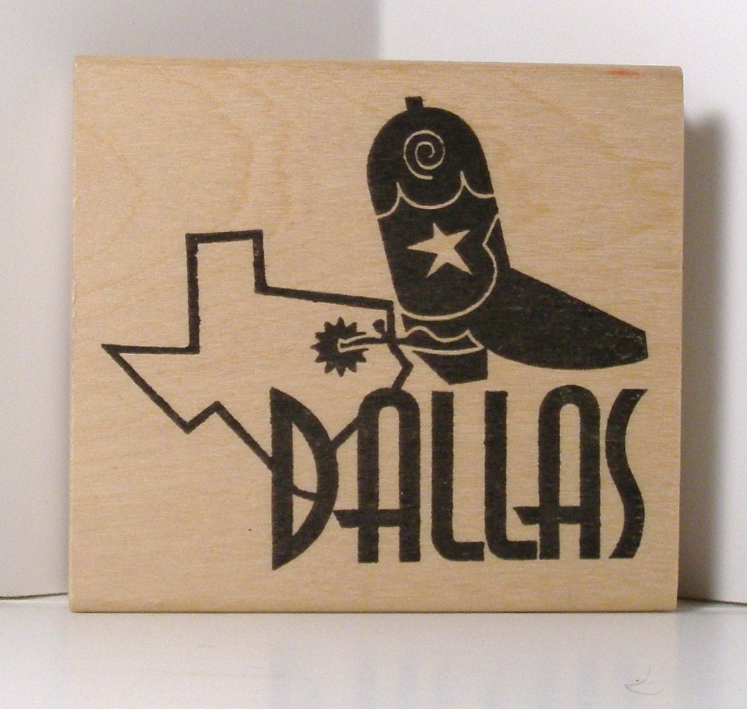 DALLAS Texas Cowboy State Spur Boot Rubber Stamp by PollysPlace