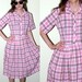 1950's 1960s Pink Plaid VIntage Day Dress S
