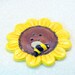 Ceramic Flower Bee Button Yellow