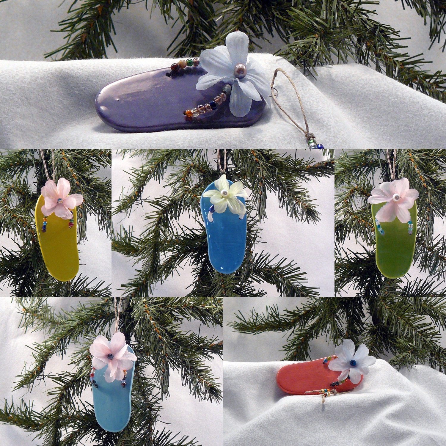 Custom Ceramic Ornament - Flip Flop Design Your Own