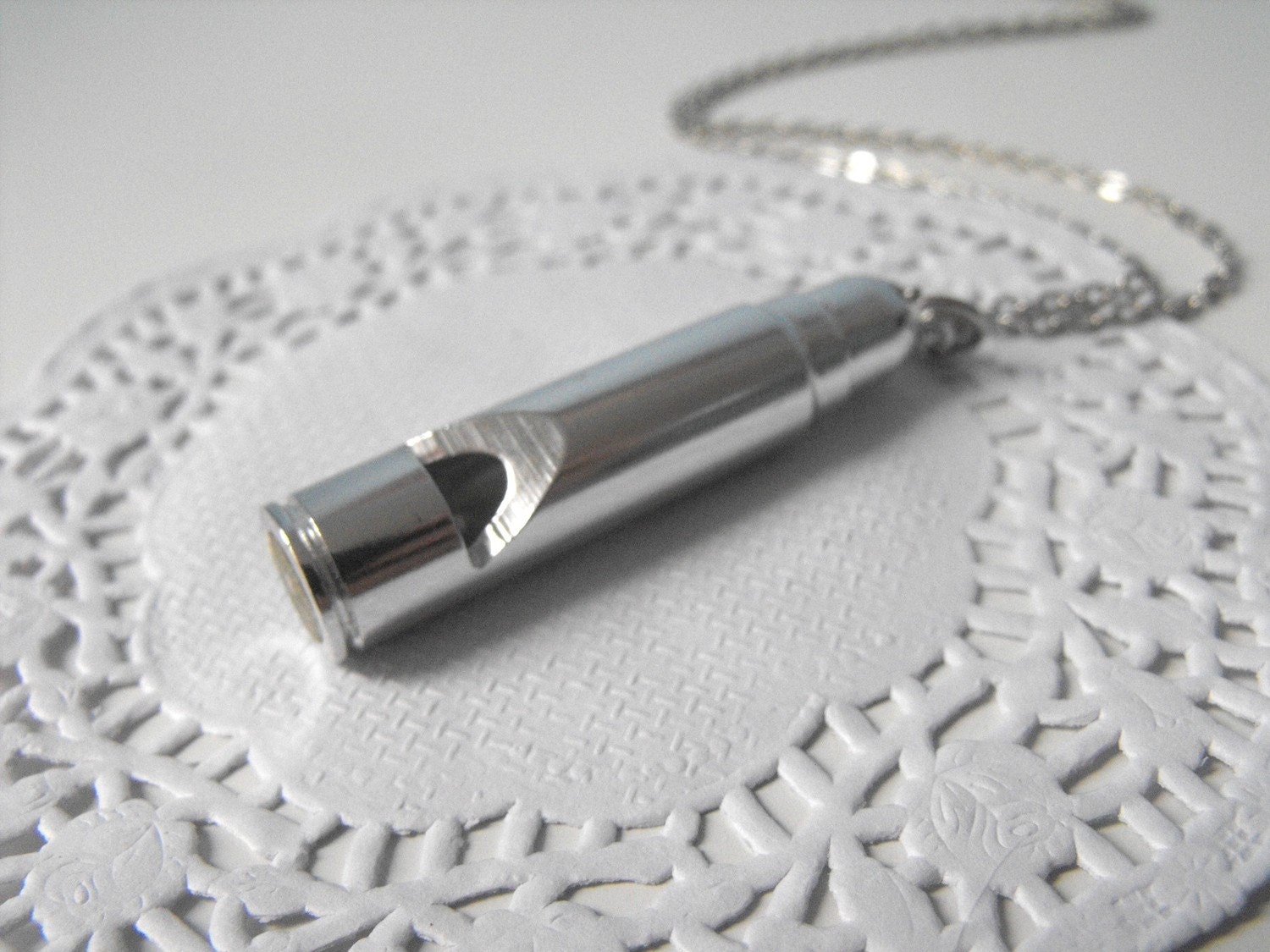 Silver Whistle Necklace with Silver Chain