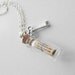Alice in Wonderland Message in a Bottle Necklace with Key charm and Silver Chain