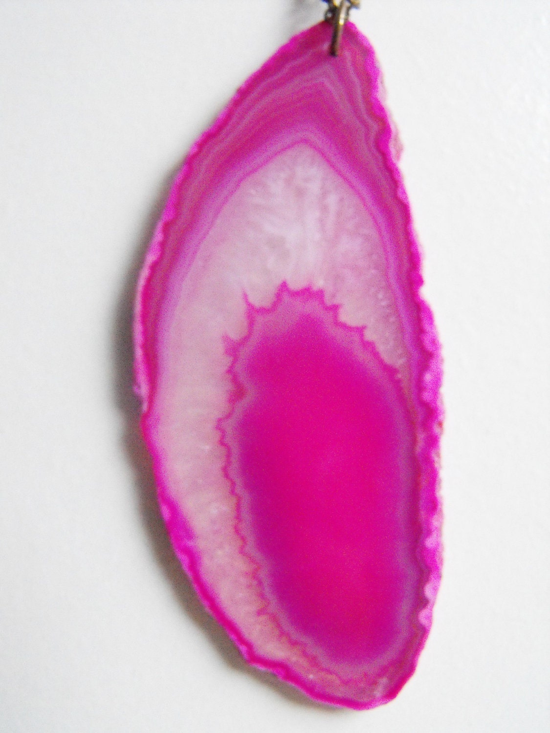 Hot Pink Agate Geode Necklace with Brass Chain