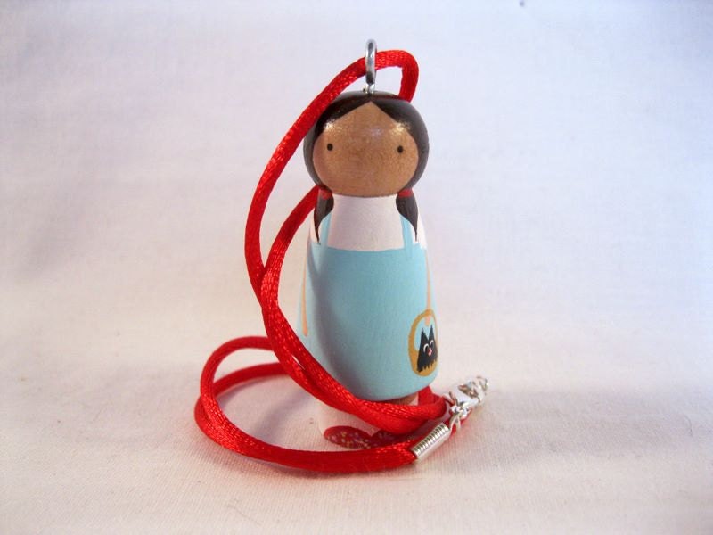 The Wizard Of OZ - Dorothy and ToTo Painted Peg Doll Pendant