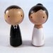 Kokeshi Peg Doll Semi Custom Wedding Cake or Cupcake Tower Topper with Stand