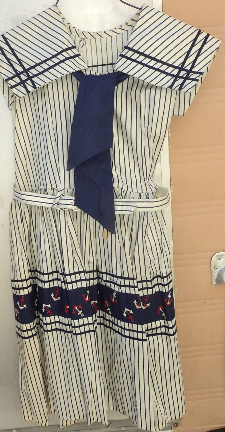 Vintage 1950s little girls " Sail's Away"  nautical theme summer dress