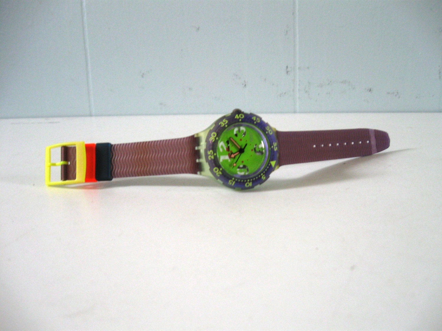 SALE 90s Neon Swatch Scuba Watch Authentic Vintage Swiss Made Ladies Mens Unisex WORKS