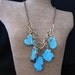 Turquoise Magnesite and Bronze Chain Statement Necklace