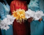 bridal bouquet - yellow flowers with biot feathers