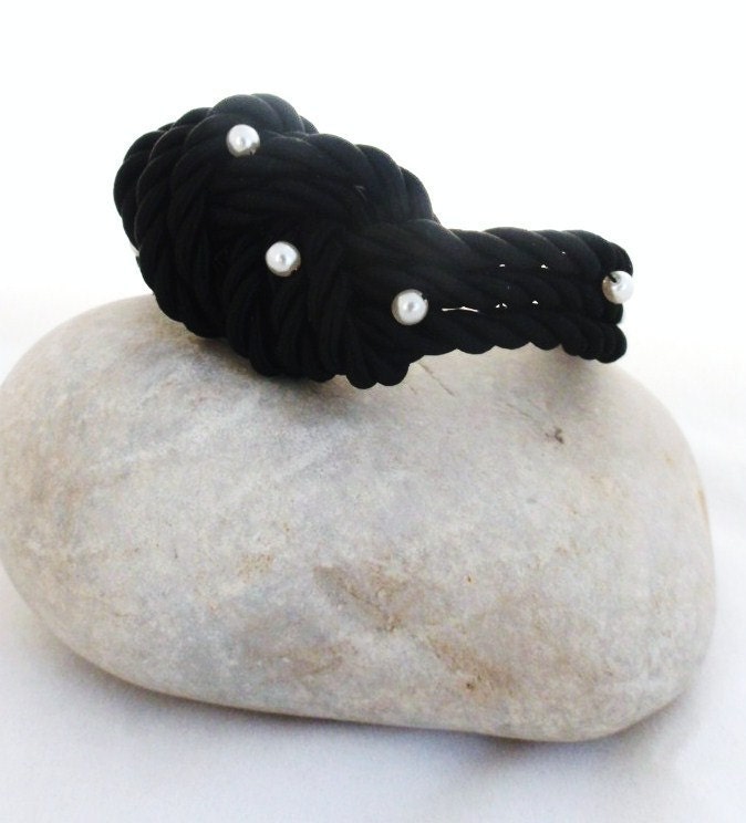 black & white silk sailor knot bracelet , nautical jewelry , summer trends