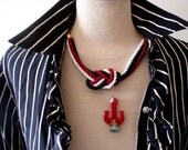 Anchor Necklace -   black - red - white