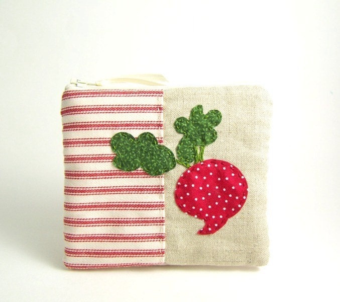 Red Radish Linen Zipper Pouch