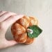 Orange Plaid Pumpkin Pincushion with Leaf