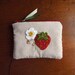 Summer Strawberry Hand Embroidered Zipper Pouch