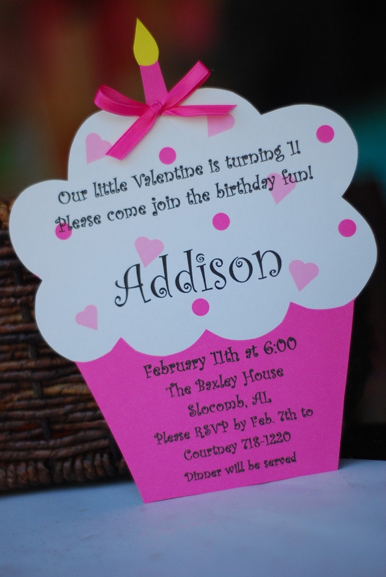 Valentine Valentine's Day Cupcake Birthday Invite Invitation Invitations Collection